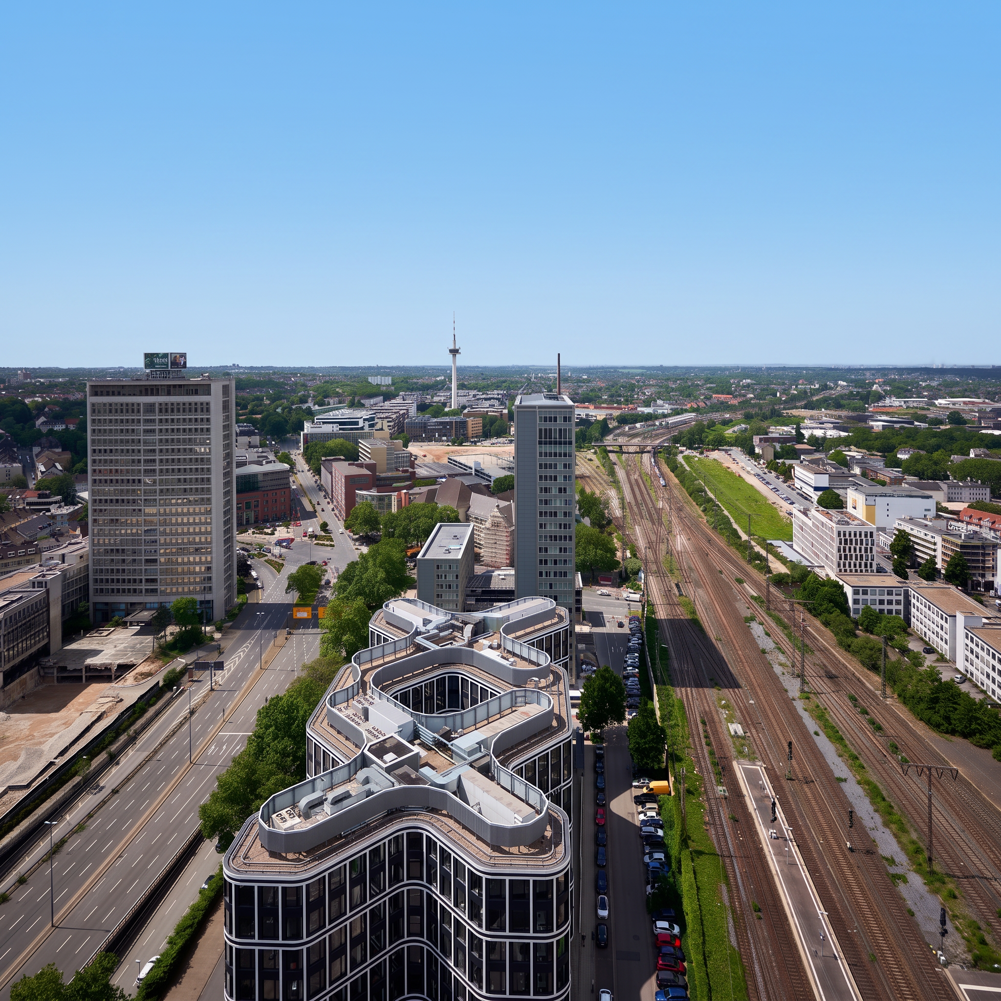 CUBE Skyline Tower Essen – Luftbild Süd